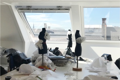Studio-view. Mode- og Designskole i København. Copenhagen Academy of Fashion Design